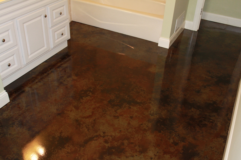 Acid Stained Bathroom Floor